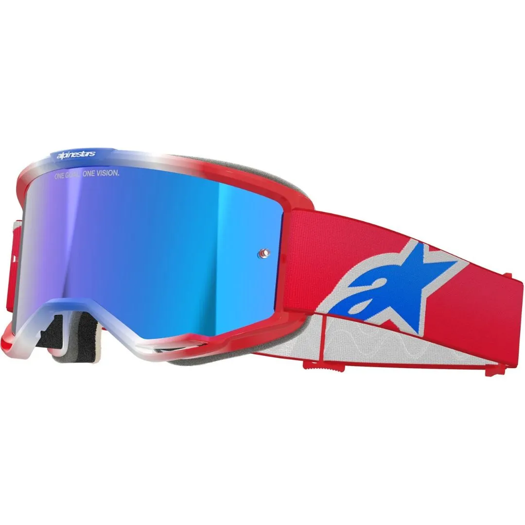 Kros očala Alpinestars Vision 5 Corp Mirror rdeče belo modra – pogled od spredaj