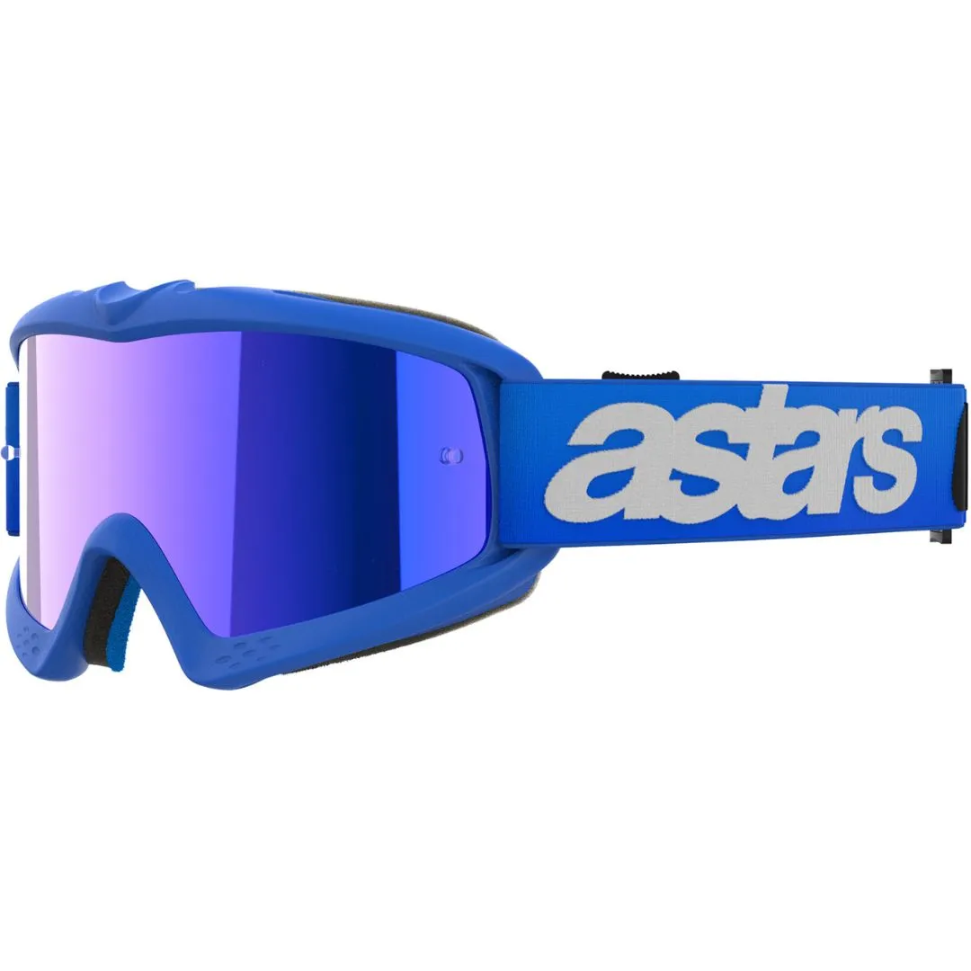 Otroška motocross očala Alpinestars Vision Blaze Mirror modra s polikarbonatnimi lečami.