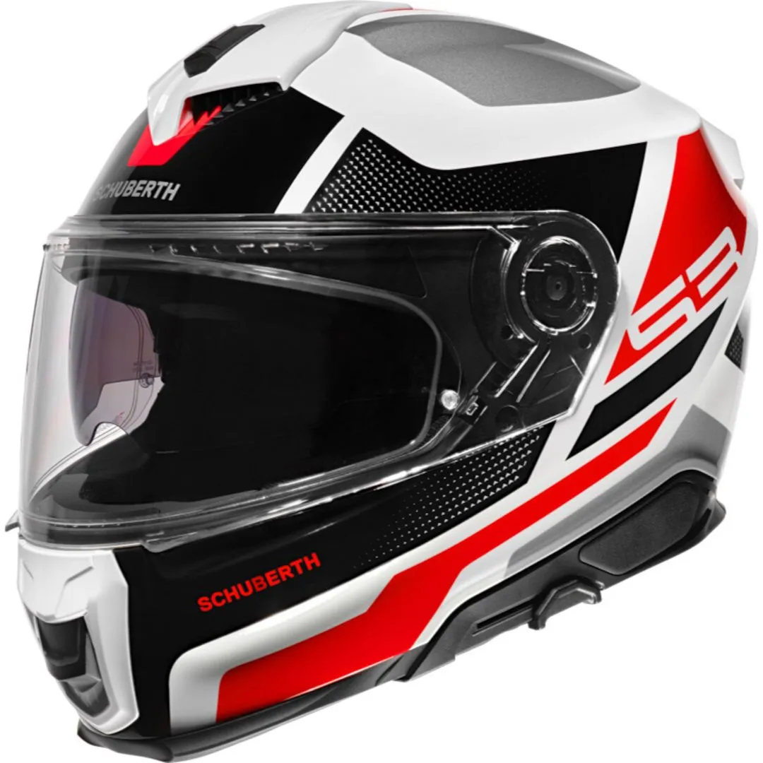 Motoristična čelada Schuberth S3 Daytona Sivo Bela Rdeča – pogled spredaj