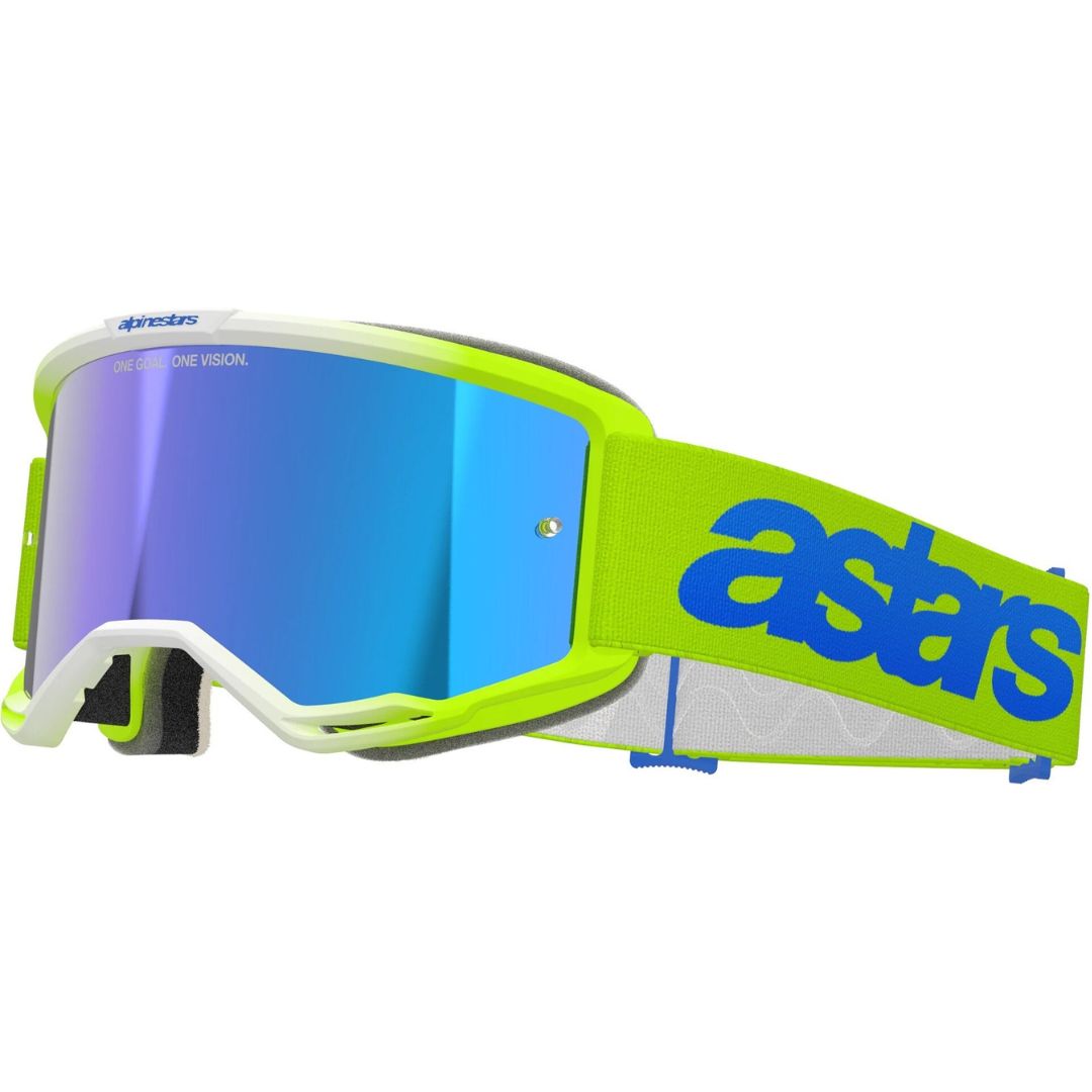 Kros očala Alpinestars Vision 5 Blaze Mirror fluo modra s polikarbonatnimi lečami proti zameglitvi