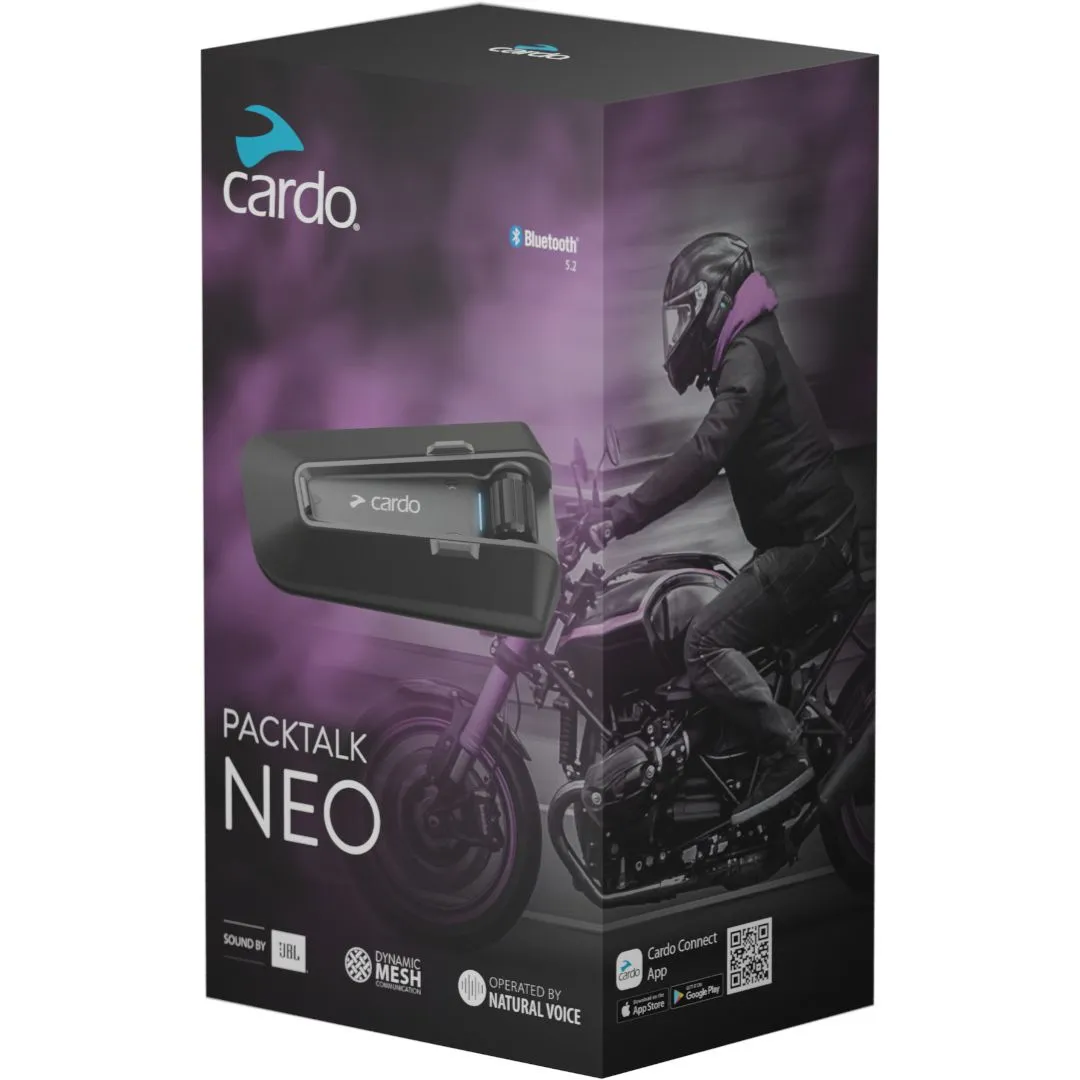 Cardo Packtalk Neo komunikacijski sistem v elegantni mat črni izvedbi.