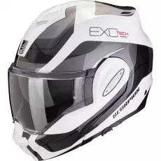 Preklopna Motoristična čelada Scorpion Exo-Tech Evo Pro Commuta belo siva