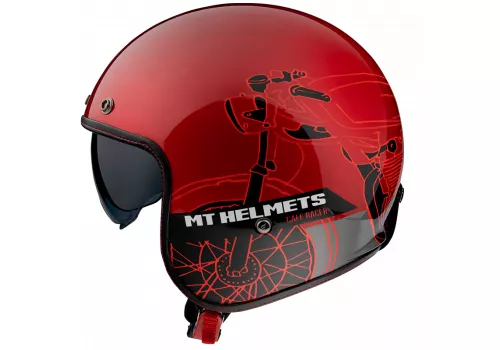 Motoristična čelada MT Helmets Le Mans Cafe Racer B5 matt rdeča