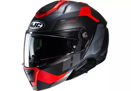 Preklopna motoristična čelada HJC i91 Carst Črna Rdeča