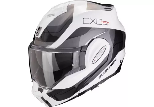 Preklopna Motoristična čelada Scorpion Exo-Tech Evo Pro Commuta belo siva